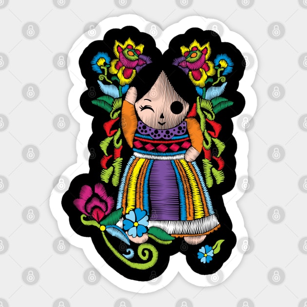 Lele embroidery mexican Art Sticker by Velvet Love Design 